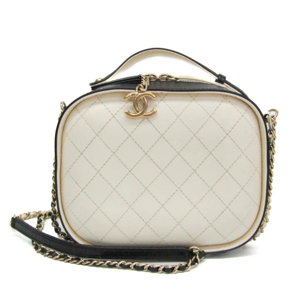 CHANEL Black Leather Logo Shoulder Bag